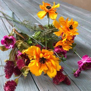 Long Stemmed Faux Flowers Set of 4 Stems ~ NEW